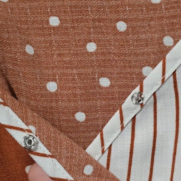 Paper Crane Tank Top M Brown White Polka Dot Milkmaid Dainty Coquette Side Tie - Picture 3 of 10